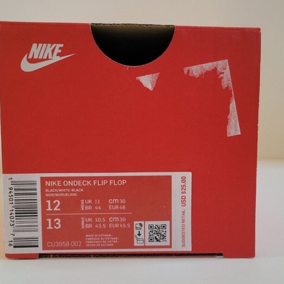 Nike On Deck Black Flip Flops with White Logo - Picture 4 of 5